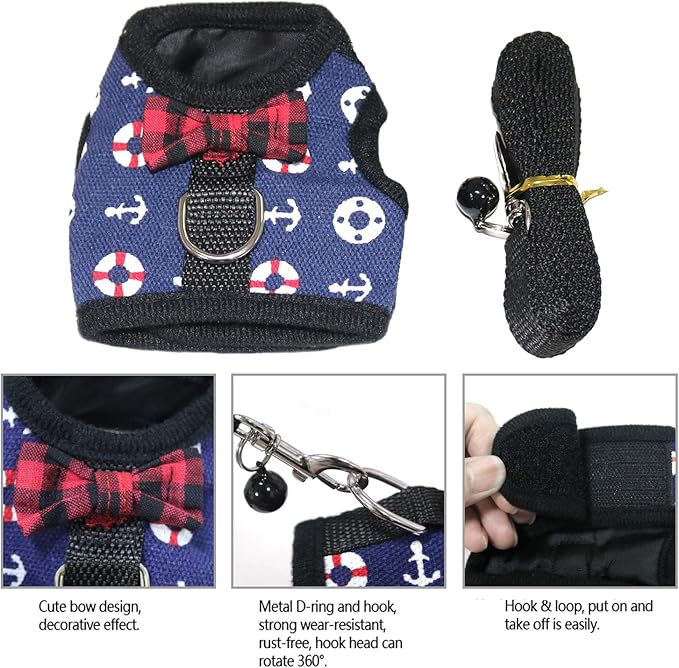 Rypet Guinea Pig Harness and Leash - Soft Mesh Small Animal Harness with Safe Bell, No Pull Comfort Padded Vest for Guinea Pigs, Ferret, Chinchilla and Similar Small Animals