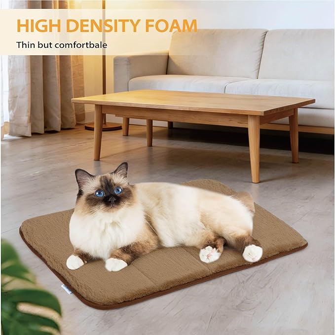 Dog Crate Pad for Large Dog - 35x23 Memory Foam Dog Bed, Washable & Anti-Slip Dog Bed Mat, Ultra Soft Kennel Pad for Dogs Cozy Sleeping Mat, Khaki