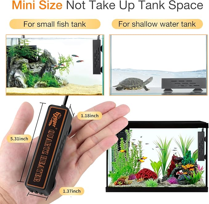 hygger Smart Mini Aquarium Heater 100W for 10-26 Gallons, Desktop Betta Submersible Fish Tank Heater with Intelligent Temperature Control and 5 Safety Protections