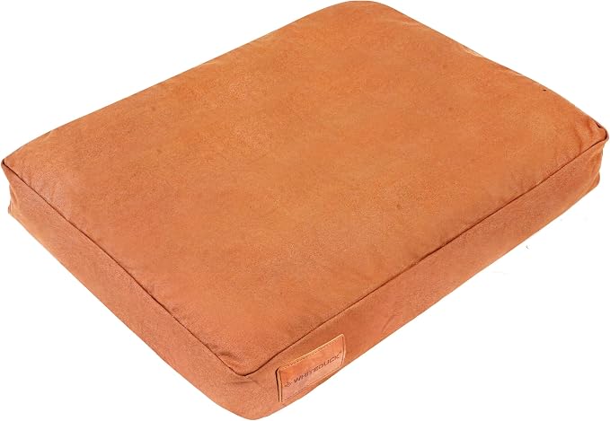 WHITEDUCK Outdoor Dog Bed Heavy-Duty 12oz Canvas, Water-Repellent Cotton, Machine Washable Removable Cover with Full-Length Zipper, Dog Bed for Large Dogs & Crate, (Brown) 36" Lx27 Wx4.3 th (L)