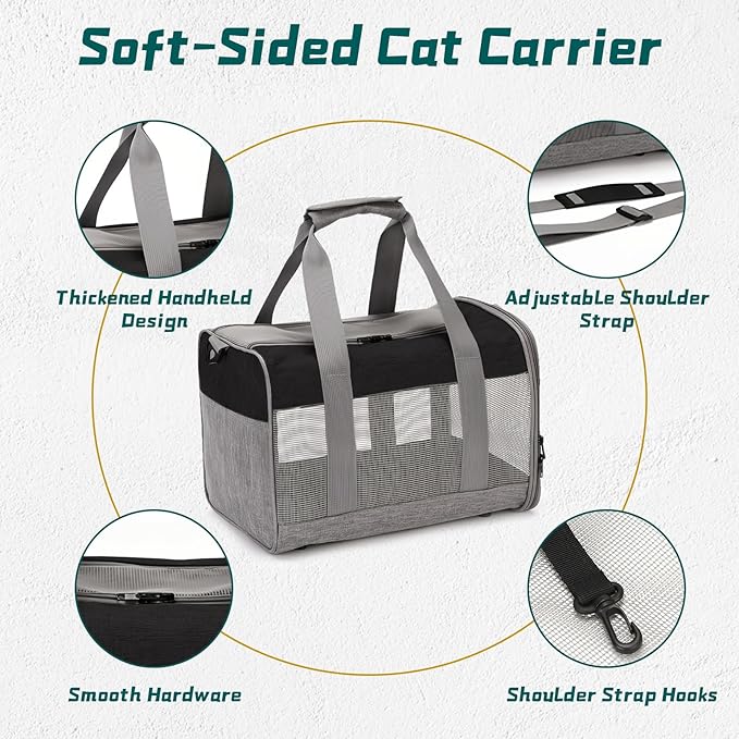 PINVNBY Bunny Carrier for Travel Camping Outdoor, Small Pet Carrier, Guinea Pig Carrier, Breathable Pet Portable Hand Bag for Hamster Rabbit Guinea Pig（Black & Gray）
