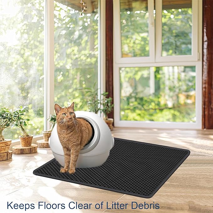 Cat Litter Mat Double Layer Litter Trapping Mat Kitty Litter Box Mat 23.4x14.7 inch Water Proof Cat Litter Catching Mat