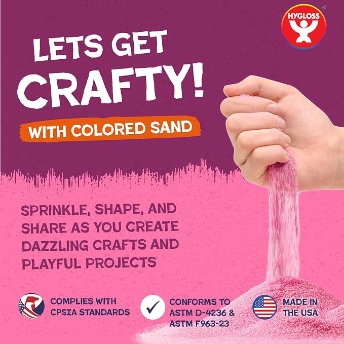 Hygloss Colored Sand for Crafts – 3 lb Bottle, Orange – Vibrant Colorful Fine Sensory Play Sand Art Kits for Kids – Classroom Activities for Children 3 4 5 6 7 8 9 10 11 12 – Safe for Ages 3+