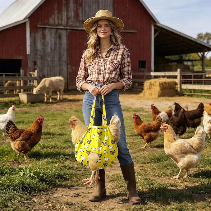 Chicken Carrier Sling Holder Bag with Handle, Driving Poultry Carriers Handbag for Farm Owners and Pet Lover Chicken Holder Poultry Travel (Yellow#B)