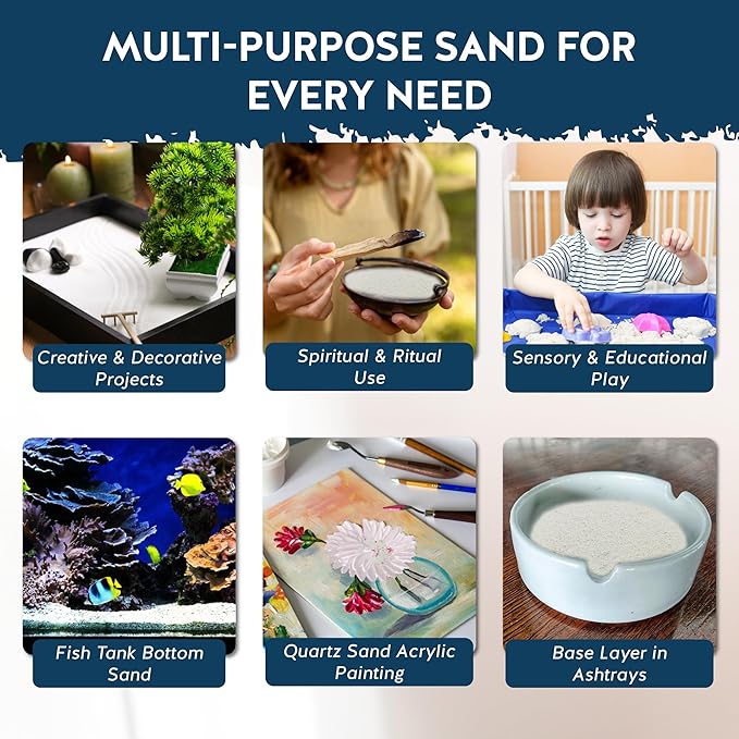 Alternative Imagination White Fine Colored Sand for Ritual Use, Zen Gardens, Incense Burners, Smudging Bowls, Unity Ceremonies, Mandalas, Spiritual Practices, Arts & Crafts (1 Pound)