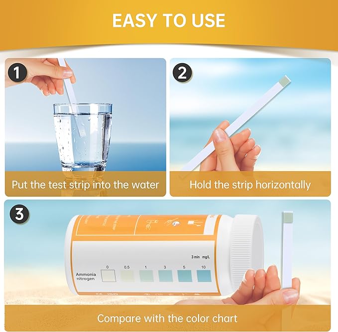 AAwipes Ammonia Test Strips for Fish Tank Aquarium Test Strips Aquarium Water Test Kit Freshwater Fish Tank (50)