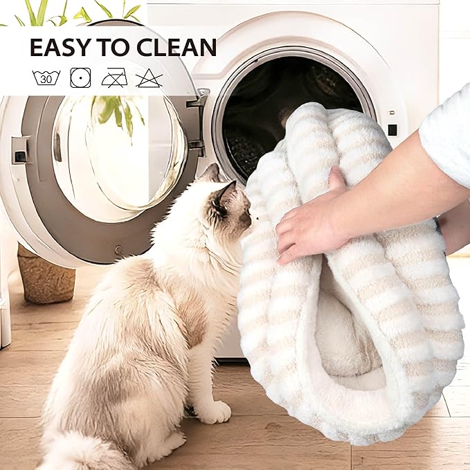 Cat Bed Puppy Bed - Washable Round Cat Beds for Indoor Cats, Soft Corduroy Fleece Pet Bed for Puppy and Kitten with Removable Double Sided Inner Cousion, 23", Grey