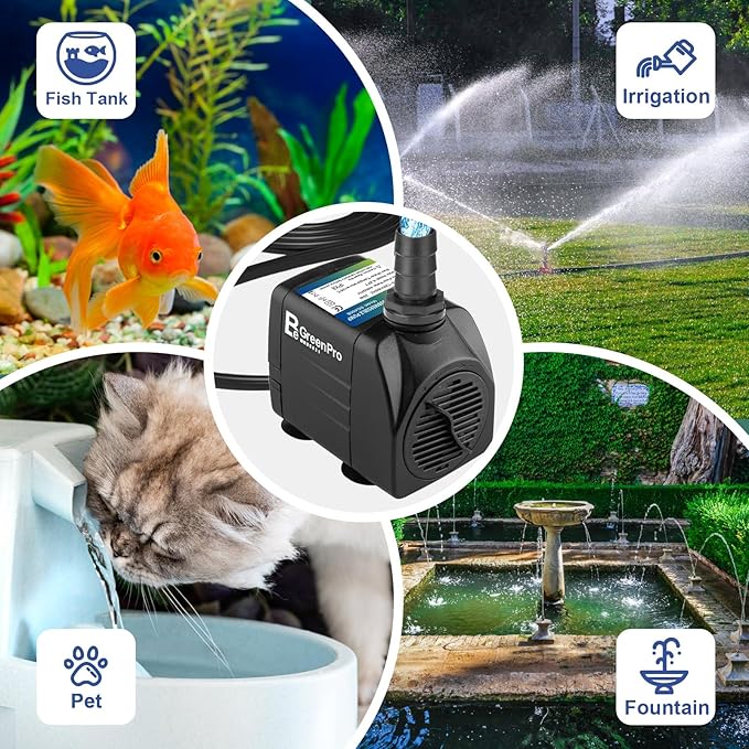 550GPH Submersible Water Pump(2000L/H 30W), Adjustable Ultra Quiet Fountain Pump with 4 Nozzles 7.2ft High Lift for Aquarium, Fish Tank, Pond, Waterfall, Outdoor, Hydroponics