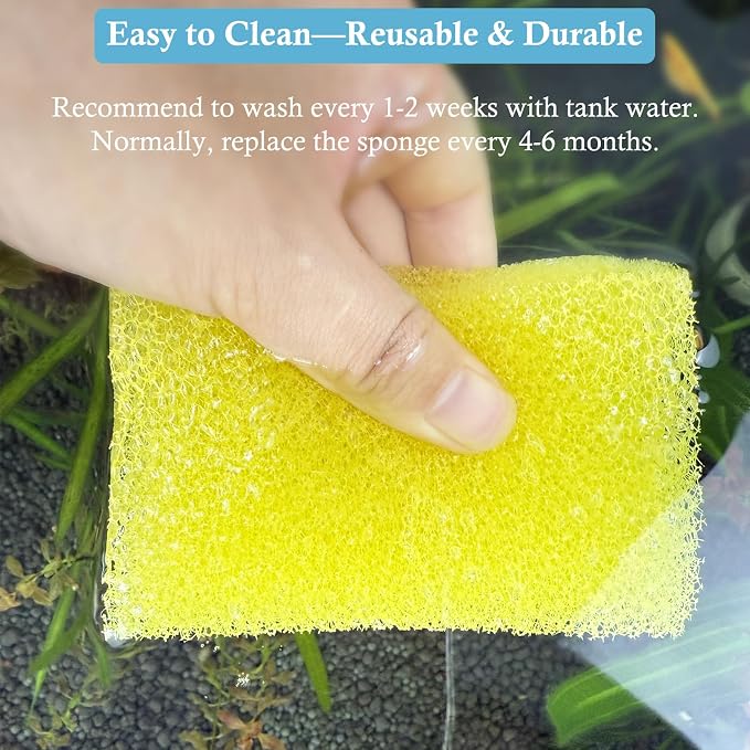 4PCS Replacement Aquarium Filter Sponge for 10W-130GPH Aquarium Filter, Aquarium Biochemical Sponges for Replacement