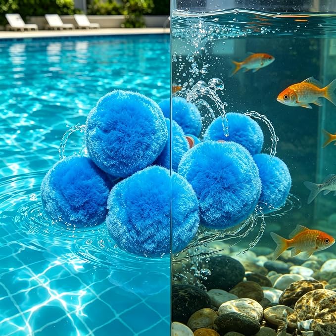 Pool Filter Balls for Sand Filter 1.5lbs Reusable Washable Blue FiberFilter | Replaces 50 lbs Sand Reusable Blue Filter Balls for Swimming Pools Lightweight Pool Filter Sand Replacement