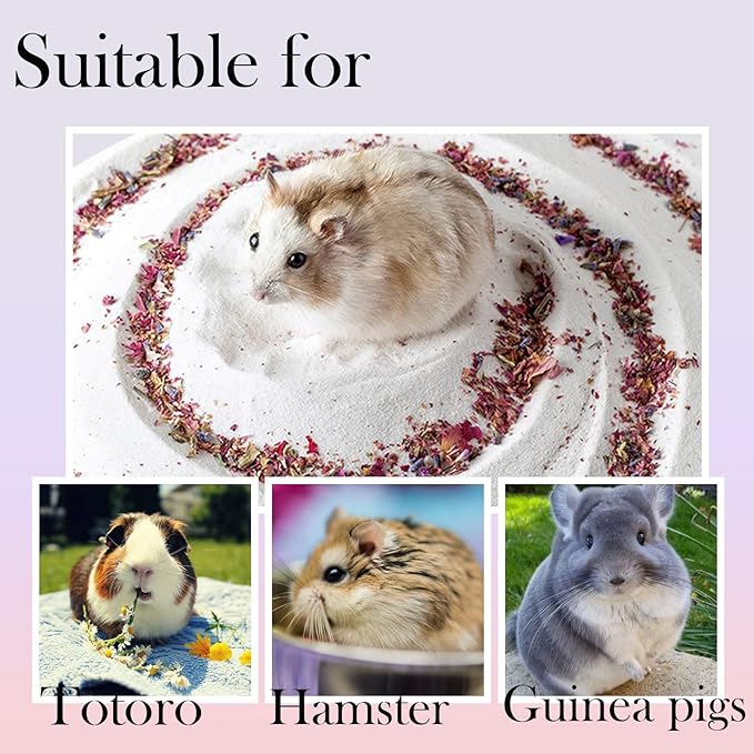 Hamster Bath Sand,5LB Dust Free Hamsters Bathing Sand Natural Petals Scented Desert Sand or Potty Litter Sand for Chinchilla Guinea Pigs Gerbil Mice Small Animals