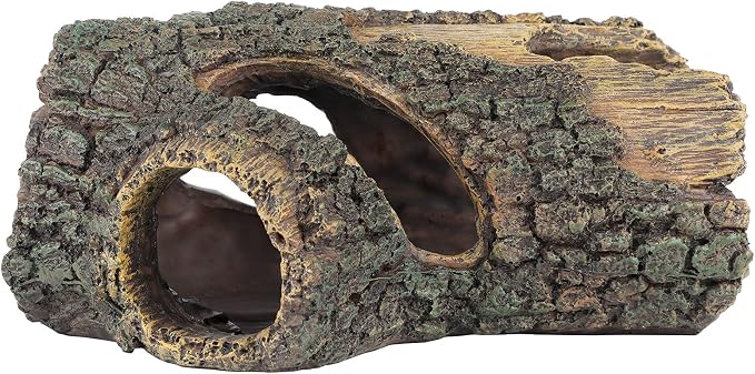 Uniclife Aquarium Large Betta Log Resin Hollow Tree Trunk Decor Artificial Wood Fish House Cave Bark Ornament with Hideout Holes for Shrimp Small Cichlid Lizard and Turtle in 10-70 Gallon Fish Tank