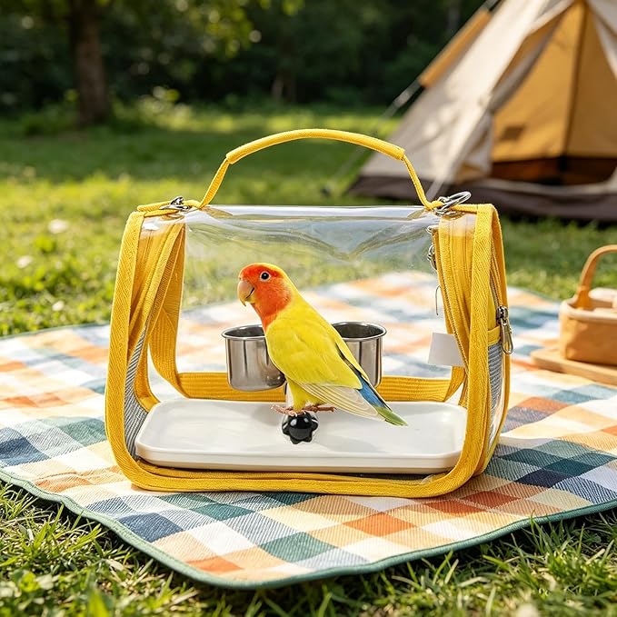 Bird Carrier,Bird Transport Backpack with Perch | Lightweight Parakeet Cage | for Parrot Parakeet Cockatiel Conure Cockatoo Outdoor Travel Camping Road Trip Vacation