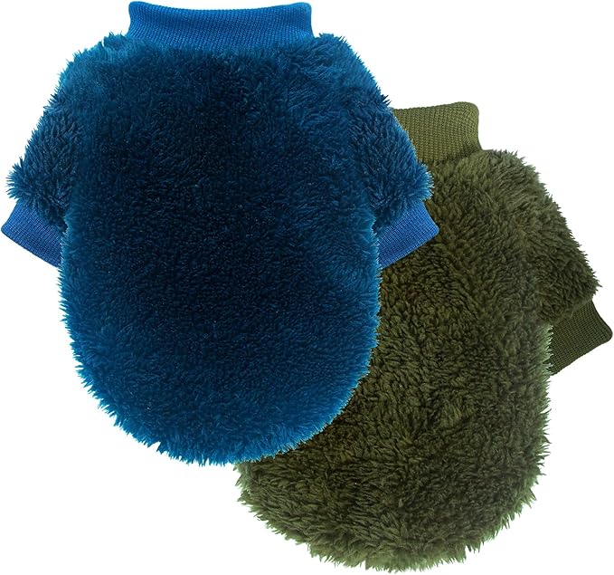 2 Pieces Dog Sweaters for Small Dogs Boy Fall Winter Warm Puppy Clothes Fleece Chihuahua Sweater Cute Small Dog Clothes for Girls Male Cat Clothing, Medium