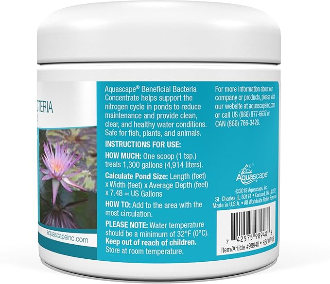 Aquascape Dry Beneficial Bacteria for Pond and Water Features, 8.8 Ounce (Pack of 1), 98948 , white
