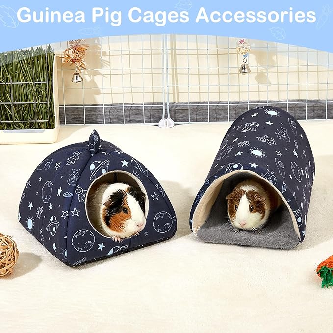 Bienbee Guinea Pig Hideout, Washable Guinea Pig Tunnel Set, 2 Pack Guinea Pigs Toys Guinea Pigs Cage Accessories for Small Animal Mouse Hamster Hedgehogs Rats,Navy Blue Universe