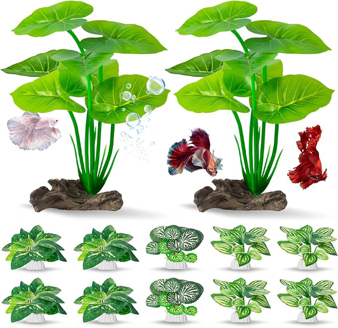12 Pack Silk Aquarium Plants Betta Fish Tanks Decor，Betta Hammock 6-inch Fish Tank Plants Aquarium Decor，Suitable Artificial Fish Tank for Betta,Goldfish & Reptile Tanks Ornament Accessories