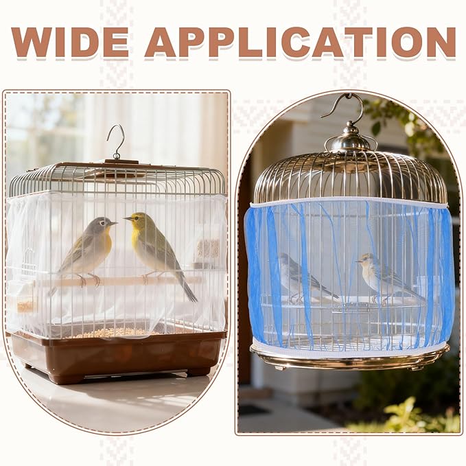 Bird Cage Seed Catcher, Bird Cage Net Cover Seeds Guard, Universal Birdcage Accessories, Black, Circumference 45.7"-59.1", Height 9.8" for Parrot Cockatiel Enclosures