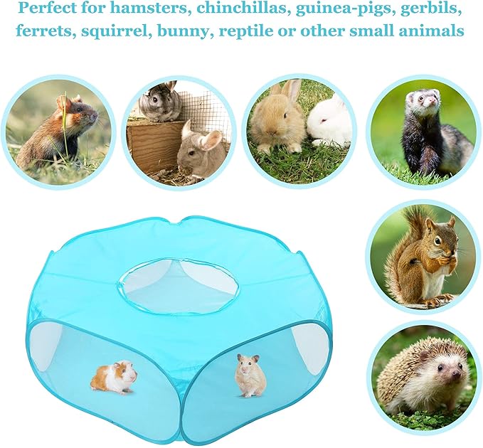 Prime Pets Small Animal Playpen, Guinea Pig Playpen, Foldable Hamster Cage Tent with Zipper Cover, Waterproof Play Yard Fence for Hamster Rabbit Kitten, Indoor Small Pet Exercise Pen