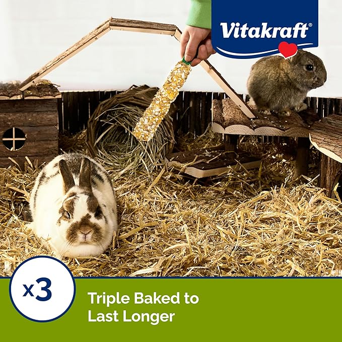 Vitakraft Crunch Sticks Treat Variety Pack for Rabbits and Guinea Pigs with Triple-Baked Wood Chew Center Seeds Grains Honey and Fruit for Texture Flavor Enrichment and Long-Lasting Chewing Enjoyment