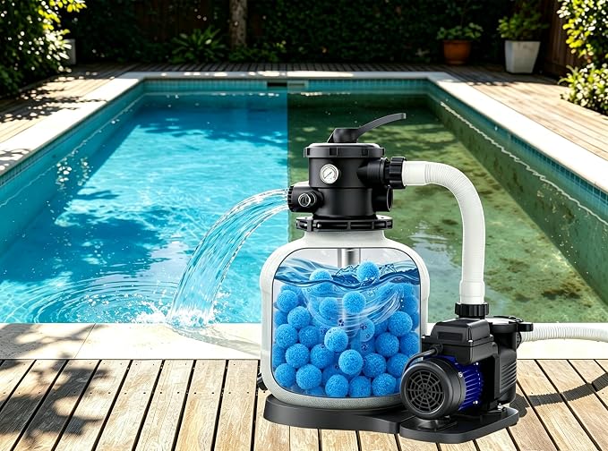 Pool Filter Balls for Sand Filter 1.5lbs Reusable Washable Blue FiberFilter | Replaces 50 lbs Sand Reusable Blue Filter Balls for Swimming Pools Lightweight Pool Filter Sand Replacement