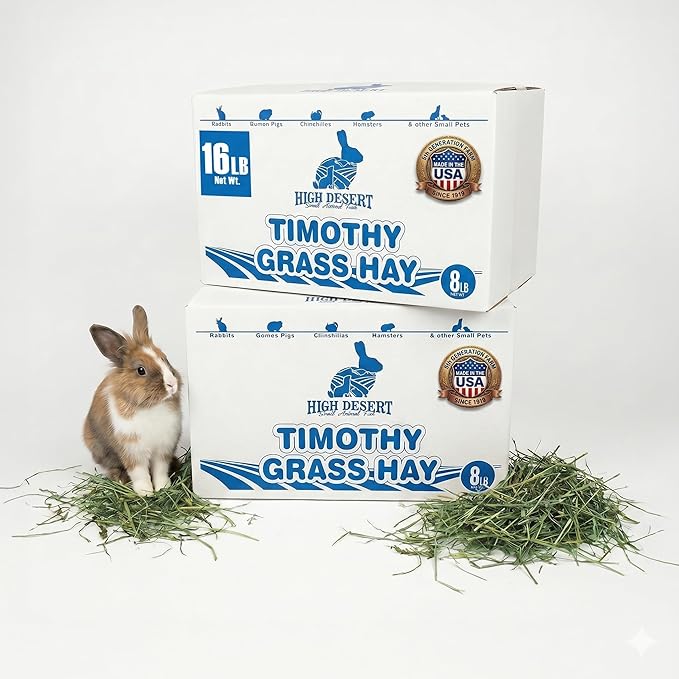 High Desert 2nd Cutting Timothy Hay for Rabbits, Guinea Pigs, Chinchillas and Small Pets, Soft Leafy for Daily Feeding and Digestive Health, Natural Rabbit Food and Guinea Pig Hay for Hay, 16 Lb Box