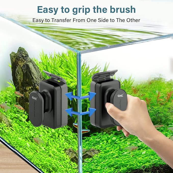 hygger Aquarium Magnetic Glass Clean Tool, Algae Scraper for 0.2 Inch Thick Fish Tank Floating Scrubber Brush with Two Detachable Blades