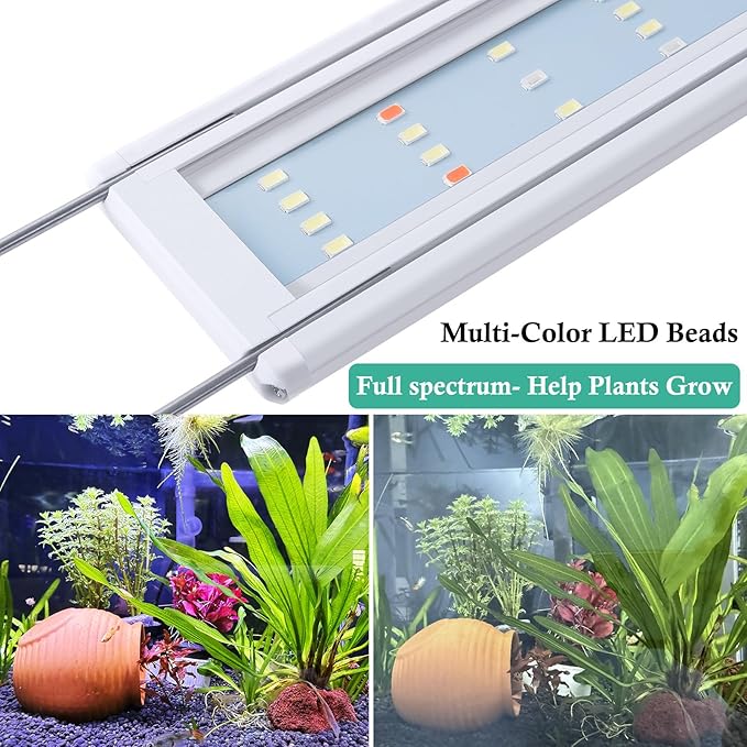 HITOP Full Spectrum LED Aquarium Light – 32-40" Classic Fish Tank Light with Timer, Aquarium Plant Light with Stable Extendable Brackets