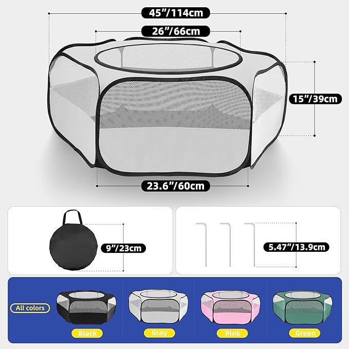 Small Animal Playpen with Mesh Cover & Waterproof Bottom Cat Tent Chicken Brooder Rabbit Guinea Pig Cage Playpen for Small Animals Indoor Outdoor Use