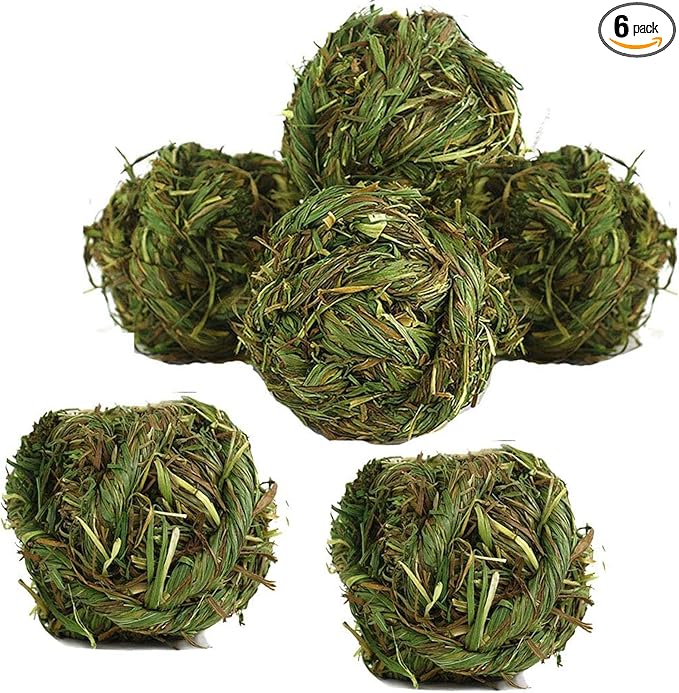 Hamiledyi Rabbit Chew Ball Timothy Grass Grinding Small Animal Activity Play Chew Toys for Bunny Rabbits Hamster Guinea Pigs Gerbils