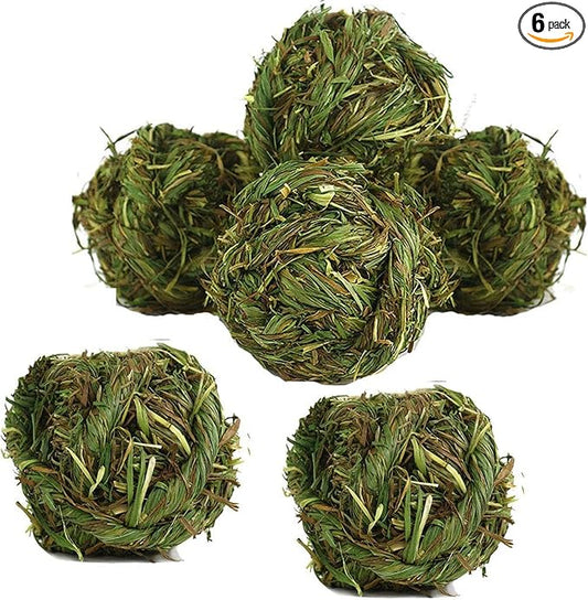 Hamiledyi Rabbit Chew Ball Timothy Grass Grinding Small Animal Activity Play Chew Toys for Bunny Rabbits Hamster Guinea Pigs Gerbils