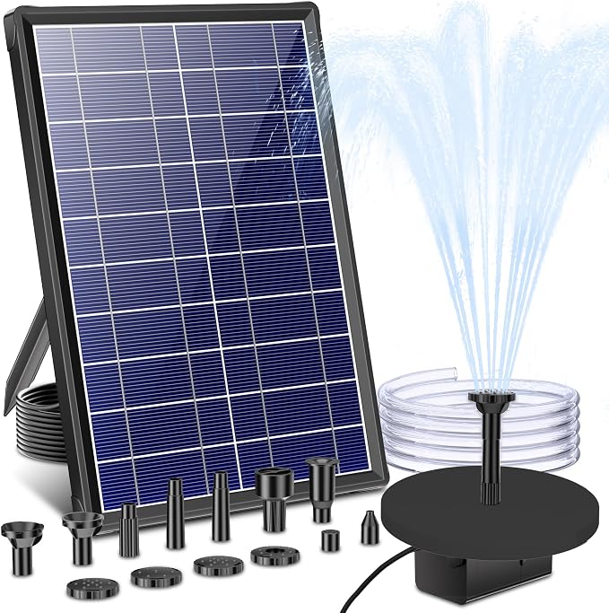 Biling 7.5W Solar Water Pump Outdoor 80 GPH with Dry-Run Protection | Solar Fountain with DIY 5ft Tubing for Samll Ponds, Garden Pool and Bird Bath