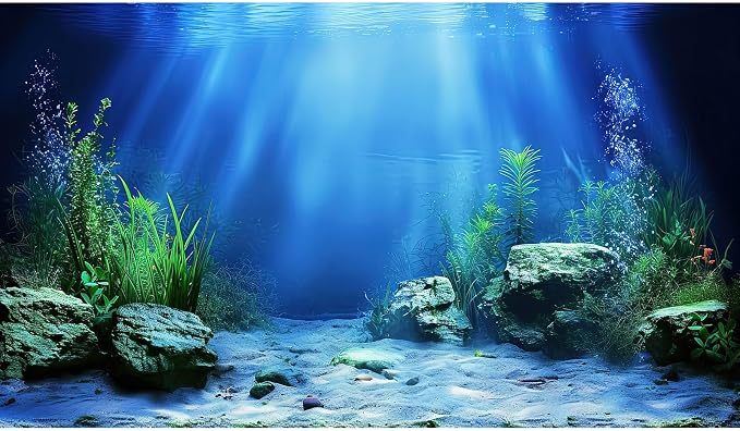Underwater Scene Aquarium Background Under The Sea Coral Reefs Fish Tank Background Ocean Bottom Scene Sand Rocky Outcrops Terrarium Backgrounds Tropical Undersea Life View Tank Backgrounds 24x16in