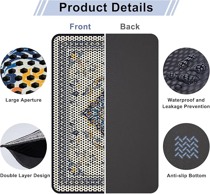 Cat Litter Mat 24"x29.5" Double Layer Waterproof Litter Box Mat Washable Litter Trapping Mat