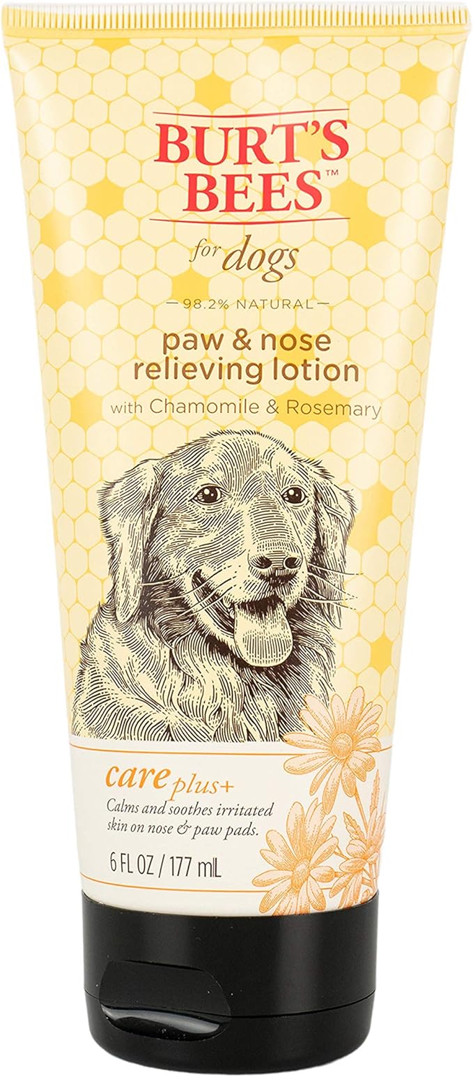 Burt's Bees for Pets Care Plus+ Naturally Derived Hydrating Dog Grooming Paw & Nose Lotion- Dog Paw & Nose Lotion for Relieving Rough Paw Pads and Noses - Made in The USA, 6 Oz