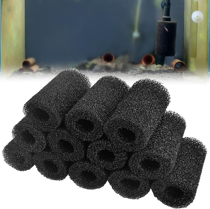 Sankoly 12 Pieces Aquarium Filter Sponge 0.8 Inch | Intake Shrimp Filter Coarse Sponge Filter for Aquarium Fish Tank, Protect Fish Fry and Shrimp, Black