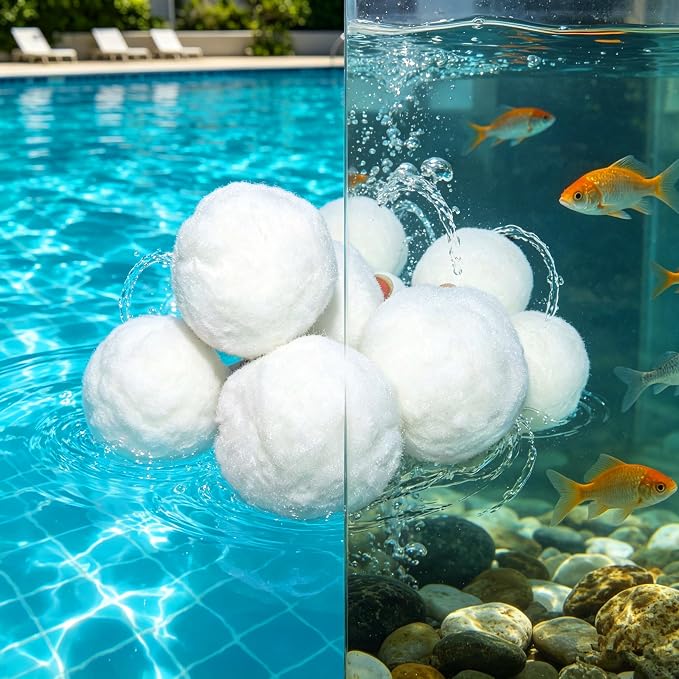 Pool Filter Balls for Sand Filters, 3.1 lbs Reusable Pool Sand Filter Balls (Replaces 100 lbs of Sand), New Upgrade Efficient Swimming Pool Filter Sand Substitute, Reusable White Filter Media Balls