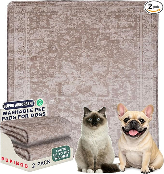 PUPIBOO Washable Pee Pads for Dogs and Cats - Super Absorbent Reusable Puppy Training Pads - 100% Waterproof, Leak-Proof & Non-Slip Whelping Pads for Pet Housebreaking