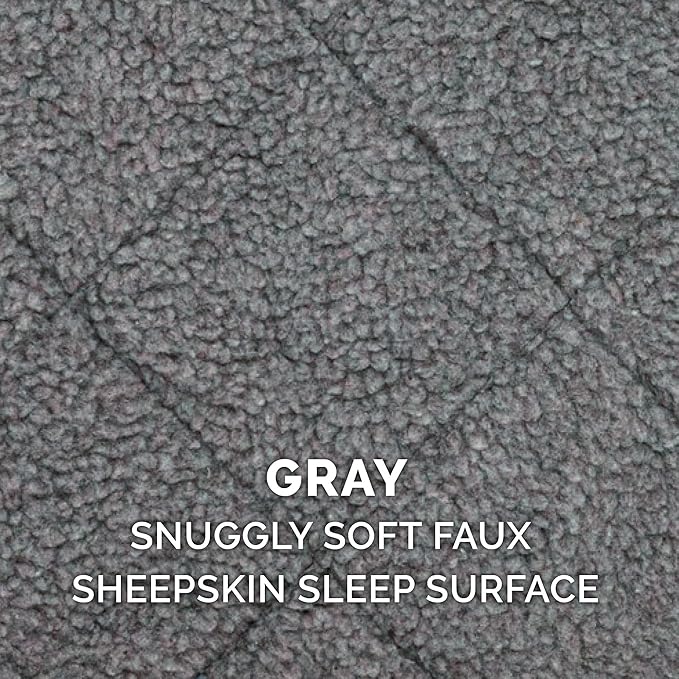 Furhaven Dog Bed for Large Dogs, 100% Washable, Sized to Fit Crates - Sherpa Fleece Bolster Crate Pad - Gray, Extra Large/XL, 42.0"L x 26.0"W x 3.0"Th