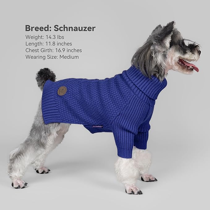 cyeollo Dog Sweater Pullover Turtleneck for Large Dogs, Classic Knitwear Fall Winter Cold Weather Dog Clothes Warm Pet Apparel Small Medium Large Doggie Sweaters, Royal Blue 2XL