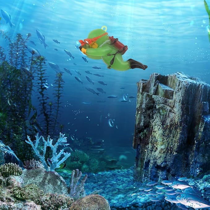 onesimcr Floating Fish Tank Decorations, Aquarium Decorations, Lovely Diver Fish Tank Decorations, Floating Device Fish Tank Accessories，Suitable for All Kinds of Fish Tanks(Light Green)…