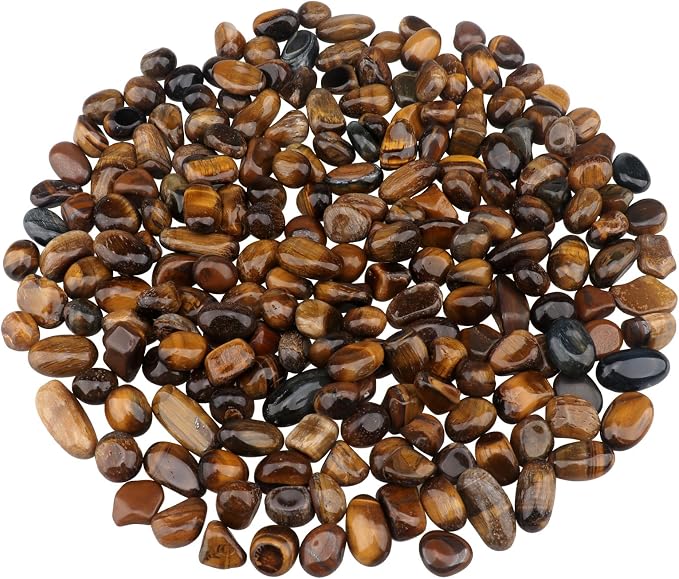 0.96LB Natural Pebbles Aquarium Gravel Vase Filler Succulent Rocks Fish Tank Decorative Crushed Stones Quartz Bulk Polished Irregular Shaped - Tiger's-Eye