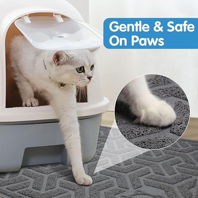 UPSKY Cat Litter Mat, Litter Trapping Mat Soft on Kitty Paws, Large Litter Box Mat 35" x 24" Scatter Control for Indoor Cats Waterproof and Extra Large Pretty Litters Carpet
