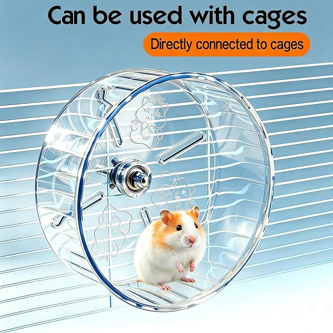 Hamster Wheel,Super Silent Hamster Exercise Wheels,Silent Wheel,Hamster Wheels,Adjustable Stand Hamsters Exercise Wheels,Quiet Rat Wheel (Transparent, Ф7 inch)