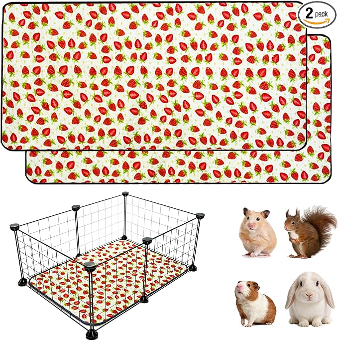 2 Pack Guinea Pig Cage Liners, Waterproof Reusable Guinea Pig Cage Liners,Waterproof Super Absorbent Pee Pads for Small Animals,12x24 inch 2pack