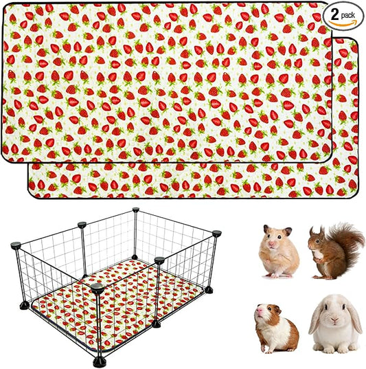 2 Pack Guinea Pig Cage Liners, Waterproof Reusable Guinea Pig Cage Liners,Waterproof Super Absorbent Pee Pads for Small Animals,12x24 inch 2pack