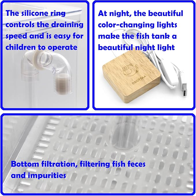 My 1st Fish Tank™ : Gen 2, Mini Fish Tank Aquarium Starter Kit 1 gal, Professional for Betta, Easny Maintain, Self Cleaning System-Only Add Water, Beautiful Color Changing LED Light, Color Box