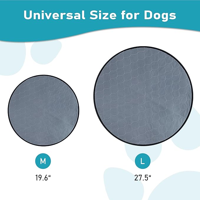 Bunlitent Washable Pee Pads for Dog, 2 Pack, 27.5 Inch Round, Reusable Puppy Pads with Quick Dry, Anti-Slip for Dogs, Cats & Whelping