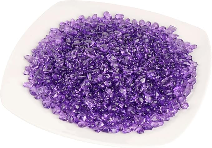 WAYBER 1 Pound Tumbled Sea Glass Pebbles Decorative Glass Stones, Purple | Vivid Long-Lasting Hues, Lustrous Polished Finish, Non-Toxic Material, Ideal for DIY Crafts & Home Decorations