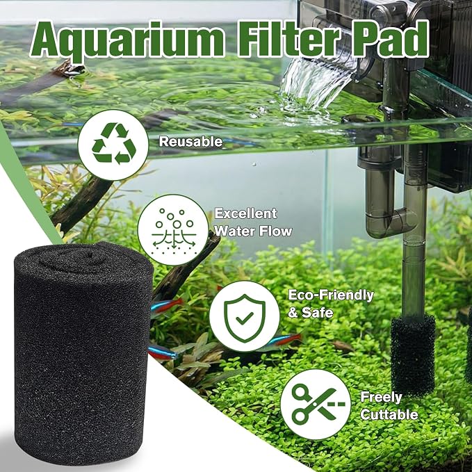 72"x10.5" Aquarium Filter Pad 30PPI, 2PCS Bio Filter Media Foam Pad, Polyurethane Foam Sheet Cut to Fit for Fish Tank, Sump, Pond